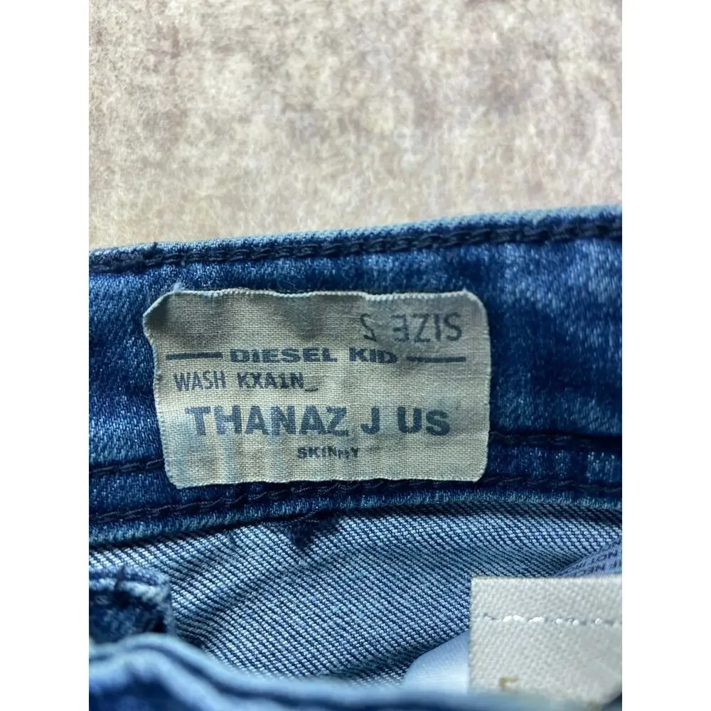 Diesel Kids THANAZ J US Distressed Adjustable Waist Skinny Jeans Size 5